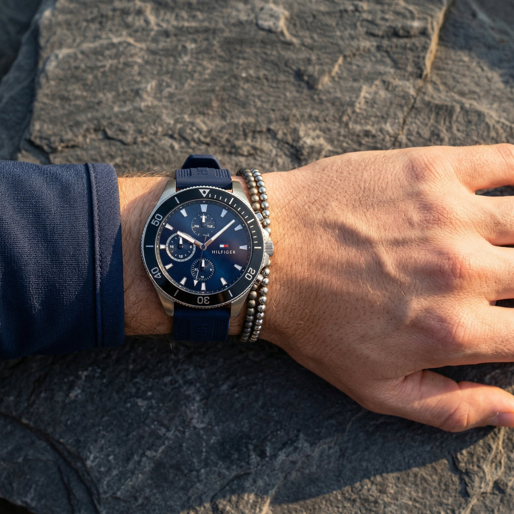 Tommy Hilfiger Larson 1791920 Multi-Function Blue Dial Men's Blue Rubber Watch