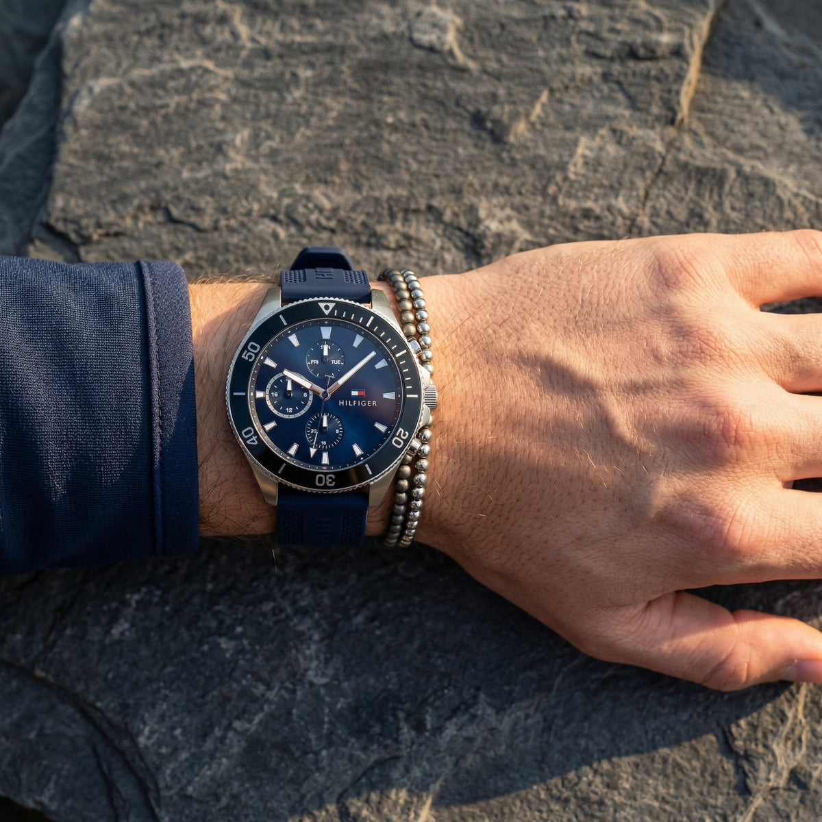 Tommy Hilfiger Larson 1791920 Multi-Function Blue Dial Men's Blue Rubber Watch