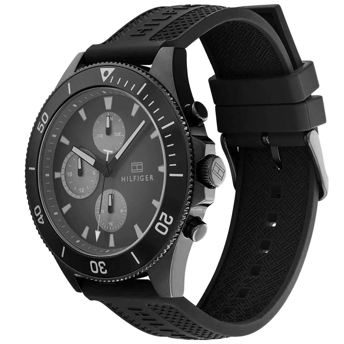 Tommy Hilfiger Larson 1791921 Multi-Function Black Dial Men's Black Rubber Watch