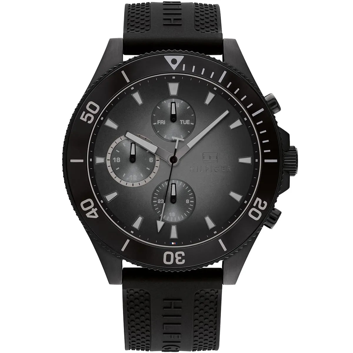 Tommy Hilfiger Larson 1791921 Multi-Function Black Dial Men's Black Rubber Watch