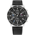 Tommy Hilfiger Jimmy 1791947 Multi-Function Black Dial Men's Black Leather Watch