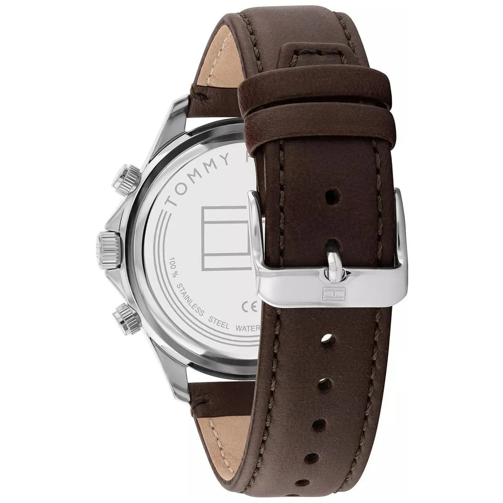 Tommy Hilfiger Miles 1792015 Silver Case Gray Dial Brown Leather Men's Watch