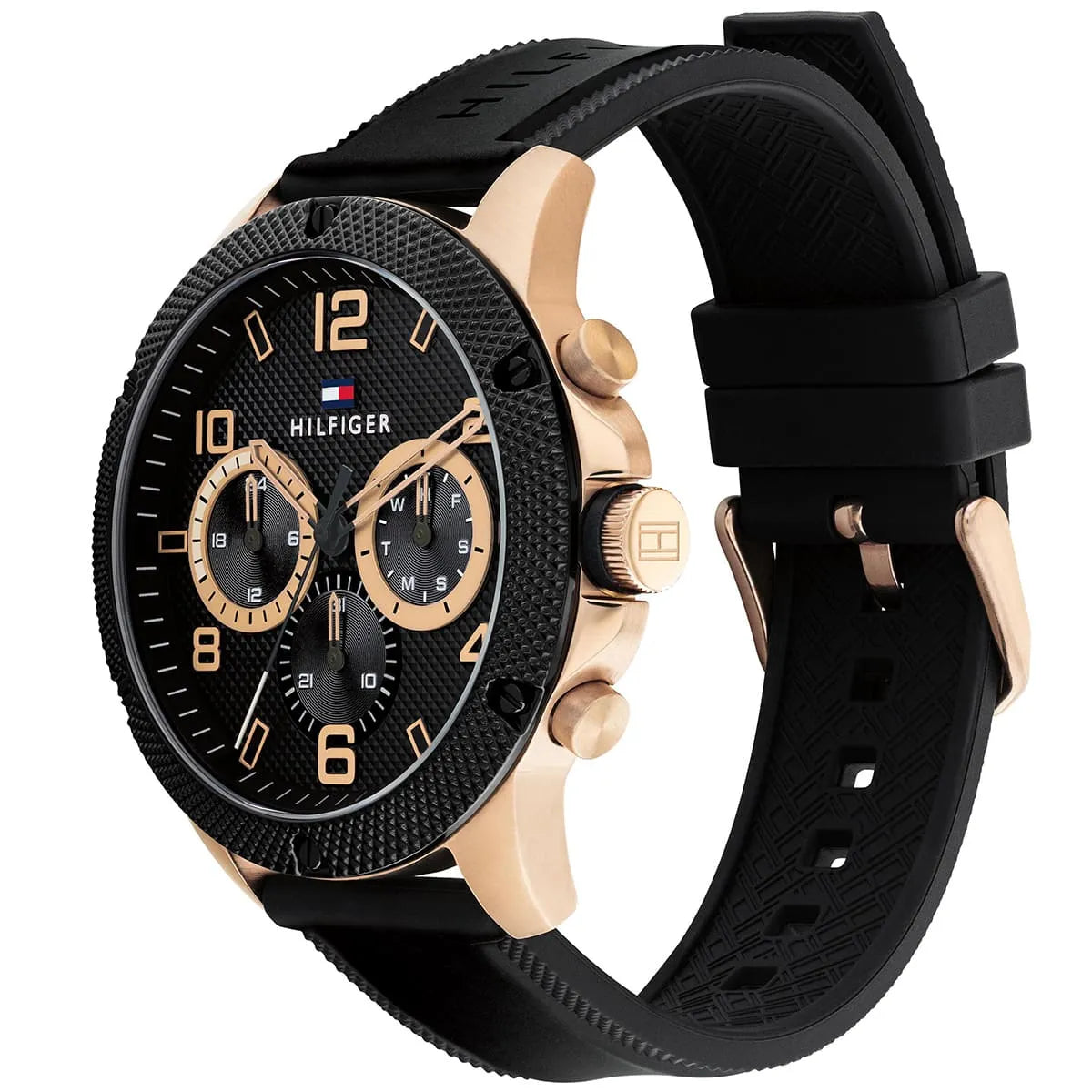 Tommy Hilfiger Blaze 1792028 Multi-Function Black Dial Men's Black Rubber Watch