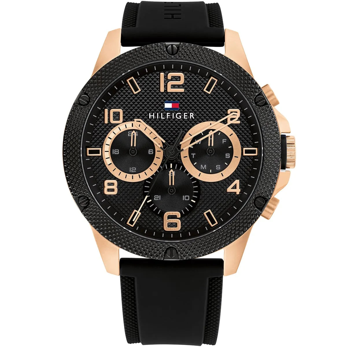 Tommy Hilfiger Blaze 1792028 Multi-Function Black Dial Men's Black Rubber Watch