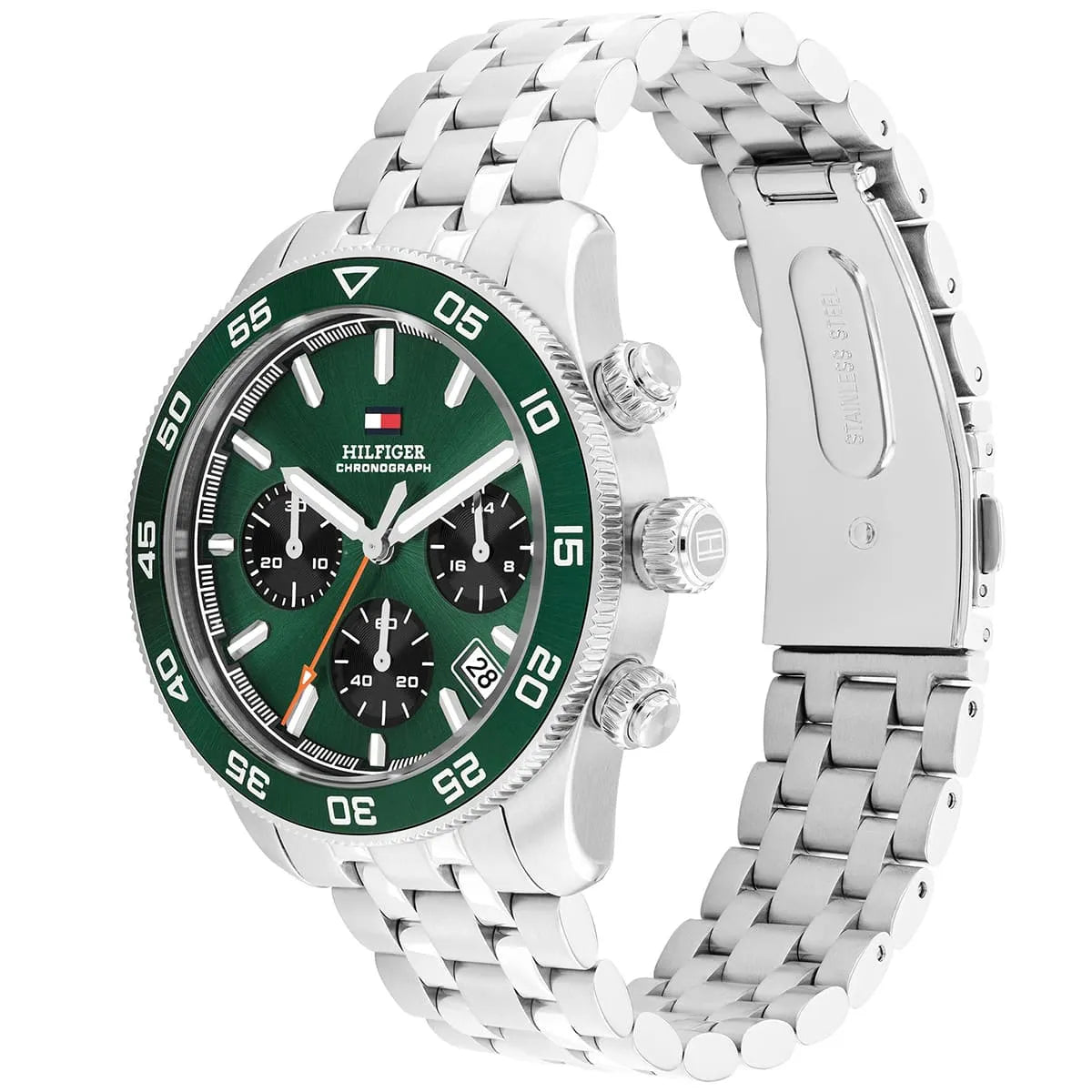 Tommy Hilfiger TH85 1792214 Chronograph Green Dial Men's Silver Steel Watch