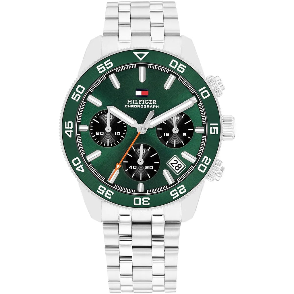 Tommy Hilfiger TH85 1792214 Chronograph Green Dial Men's Silver Steel Watch