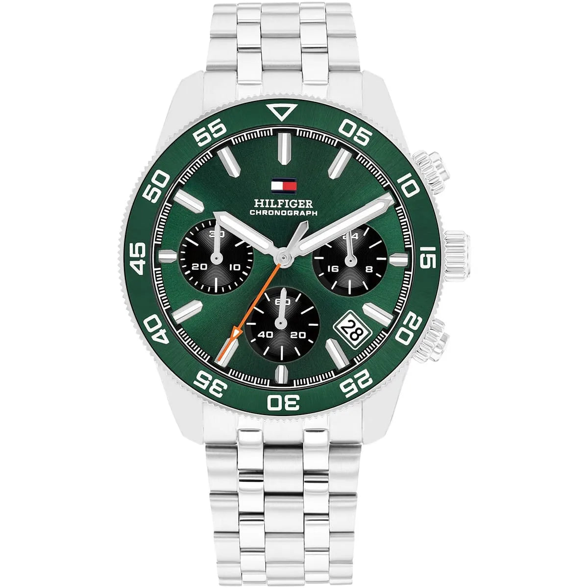 Tommy Hilfiger TH85 1792214 Chronograph Green Dial Men's Silver Steel Watch