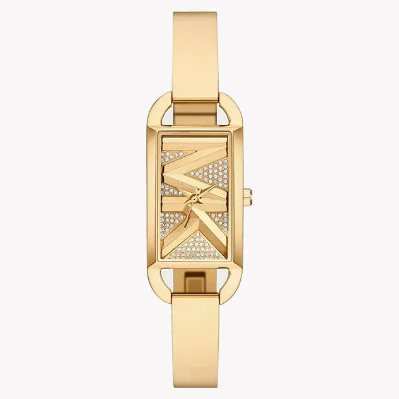 Michael Kors Women's MK Empire Three-Hand Gold-Tone Stainless Steel Logo Bracelet Watch (Model: MK4840), Gold, Modern