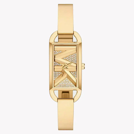 Michael Kors Women's MK Empire Three-Hand Gold-Tone Stainless Steel Logo Bracelet Watch (Model: MK4840), Gold, Modern