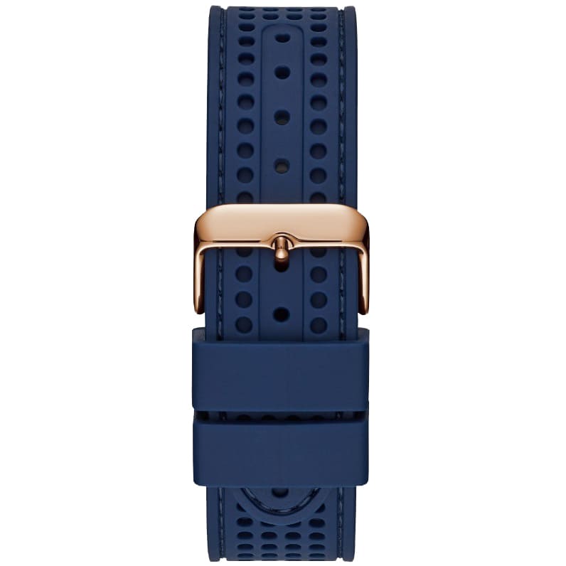 Guess Fleet W0971G3 Men's Rose Gold Case Blue Dial Rubber Watch