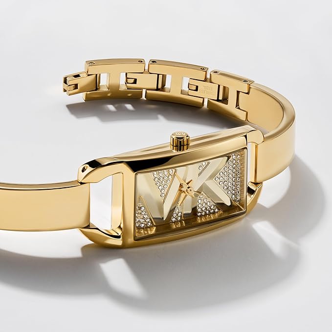 Michael Kors Women's MK Empire Three-Hand Gold-Tone Stainless Steel Logo Bracelet Watch (Model: MK4840), Gold, Modern