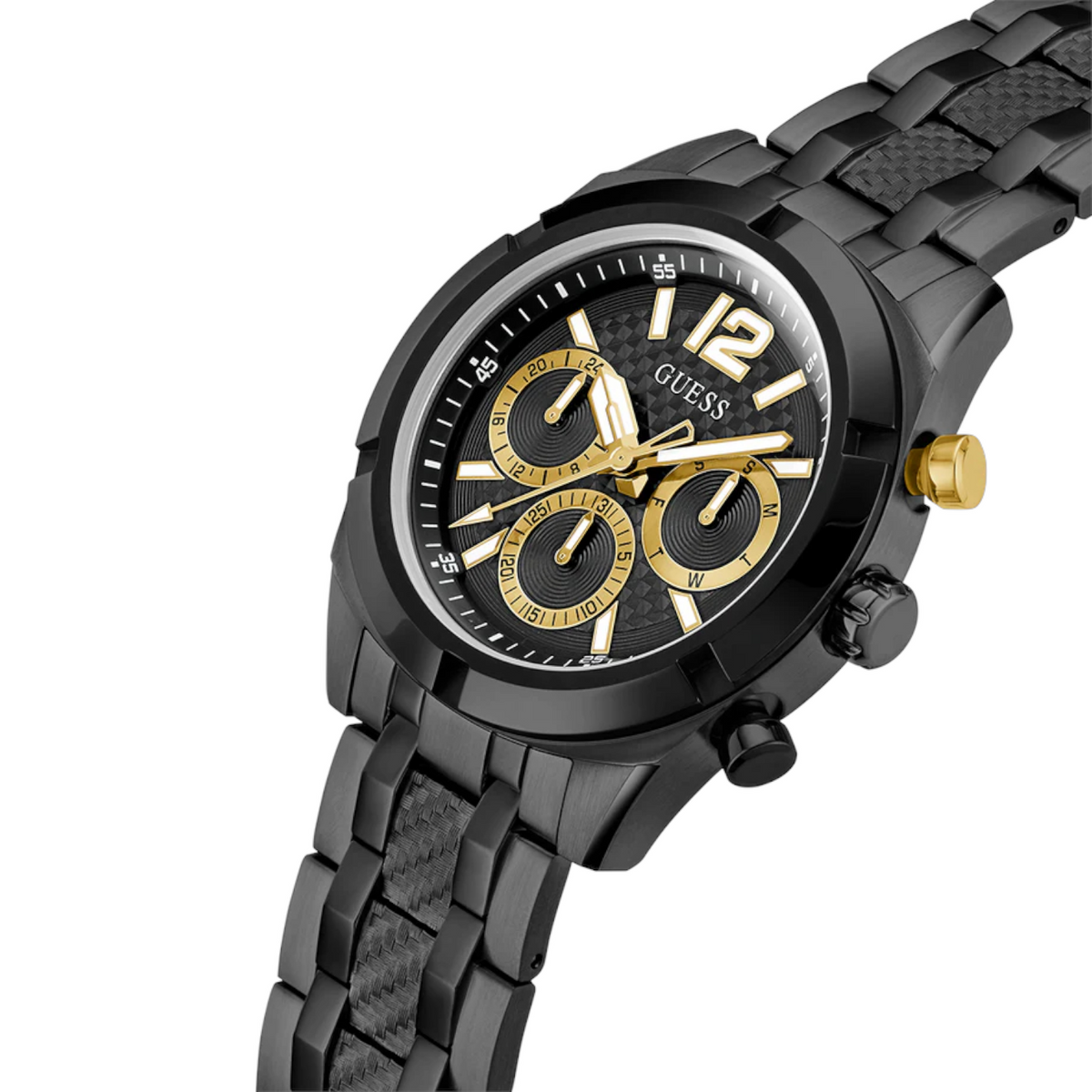Guess GW0714G4 Men's Top Tier All-Black & Gold Accents Watch