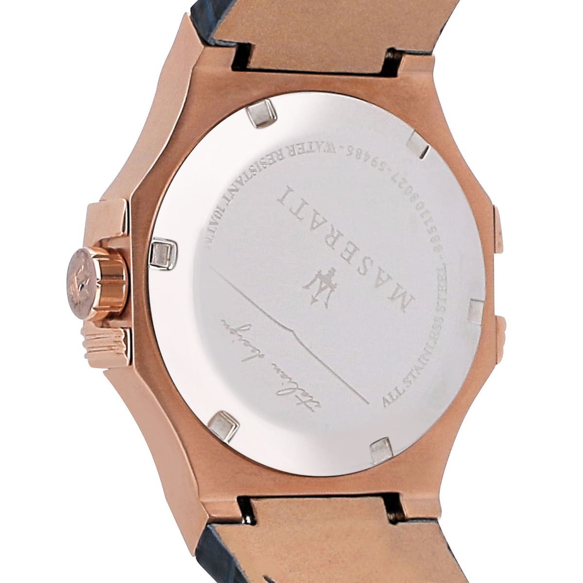 Maserati Potenza 4800Rose Gold Blue Dial Leather Men's Watch
