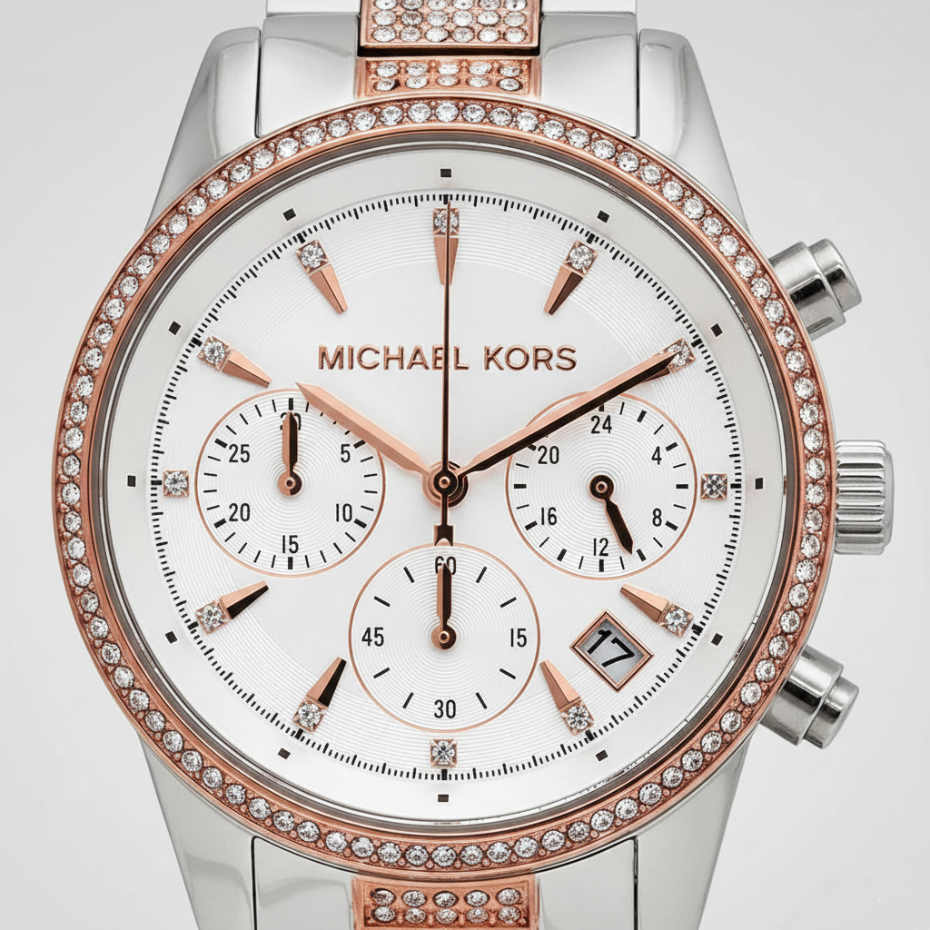 Michael Kors MK6651 Ritz Women’s Silver Dial Two-Tone Stainless Steel Chronograph Watch
