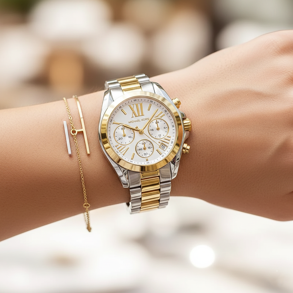 Michael Kors Bradshaw MK5912 Women’s Silver & Gold Stainless Steel Multi-Function Watch