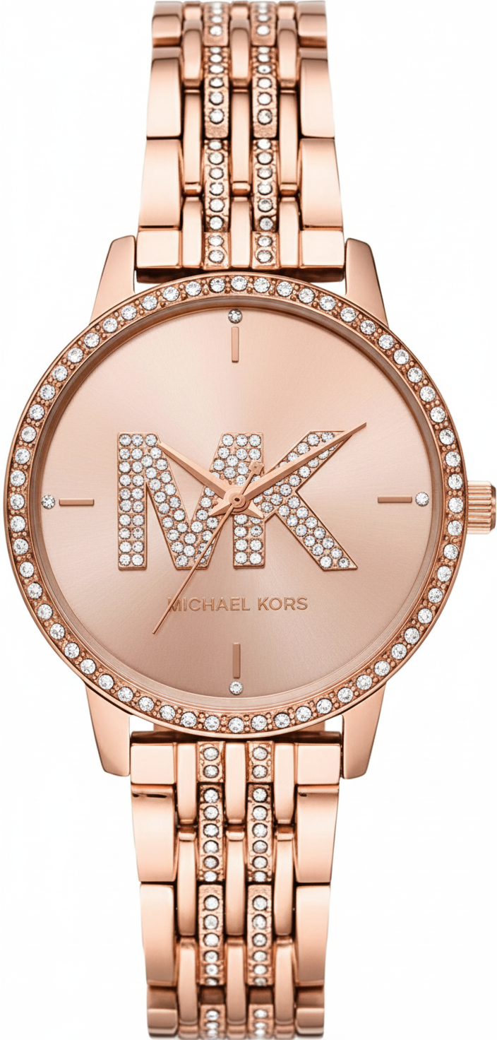 Michael Kors MK4372 Women’s Rose Gold Dial Rose Gold Stainless Steel Crystal MK Logo Watch