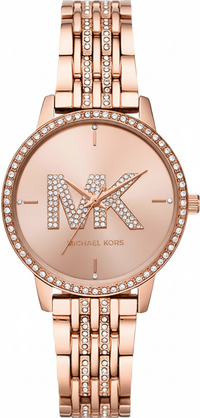 Michael Kors MK4372 Women’s Rose Gold Dial Rose Gold Stainless Steel Crystal MK Logo Watch