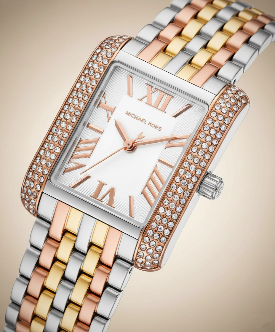 Michael Kors Emery Three-Tone MK4744 Women’s Silver, Gold & Rose Gold Stainless Steel Watch