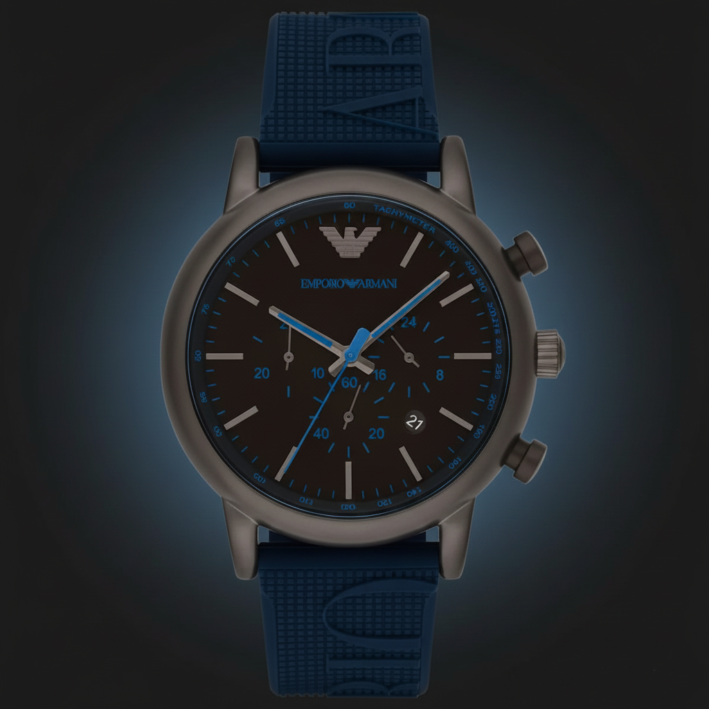 Emporio Armani AR11023 Men’s Black Dial Blue Silicone Strap Chronograph Watch