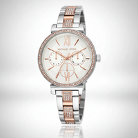 Michael Kors MK4353 Sofie Women’s Silver Rose Gold Chronograph Crystal Watch