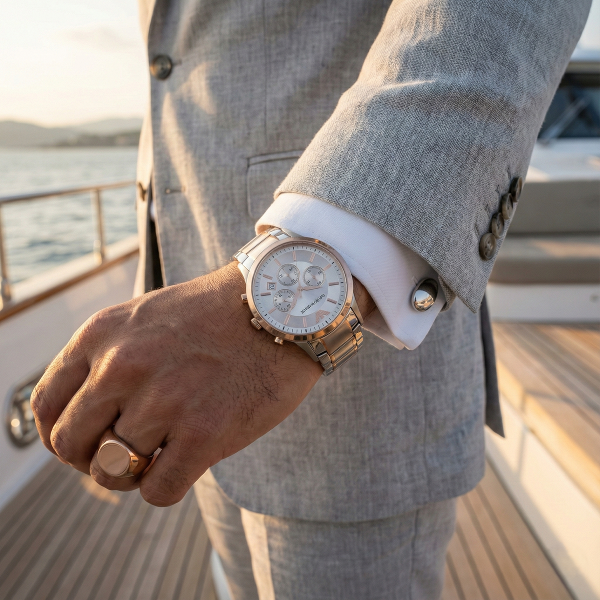 Emporio Armani Renato AR11076 Two-Tone Silver Dial Watch