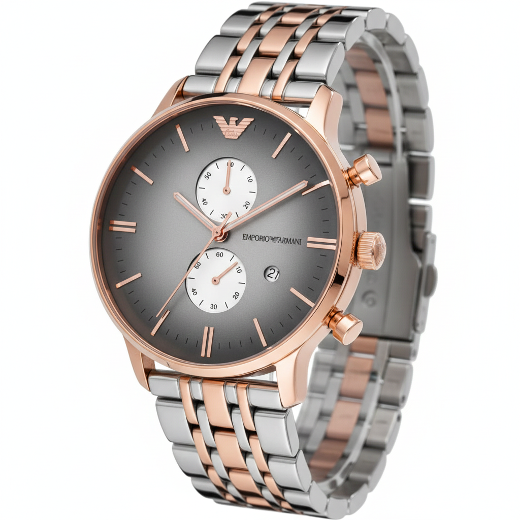 Emporio Armani AR1721 Men’s Grey Dial Two-Tone Stainless Steel Chronograph Watch