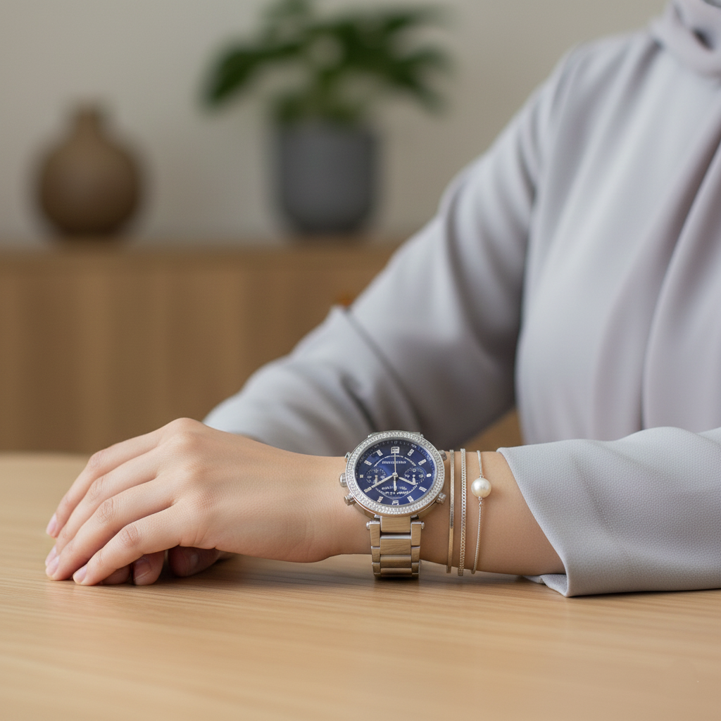 Michael Kors MK6117 Parker Women’s Blue Dial Silver Stainless Steel Chronograph Watch