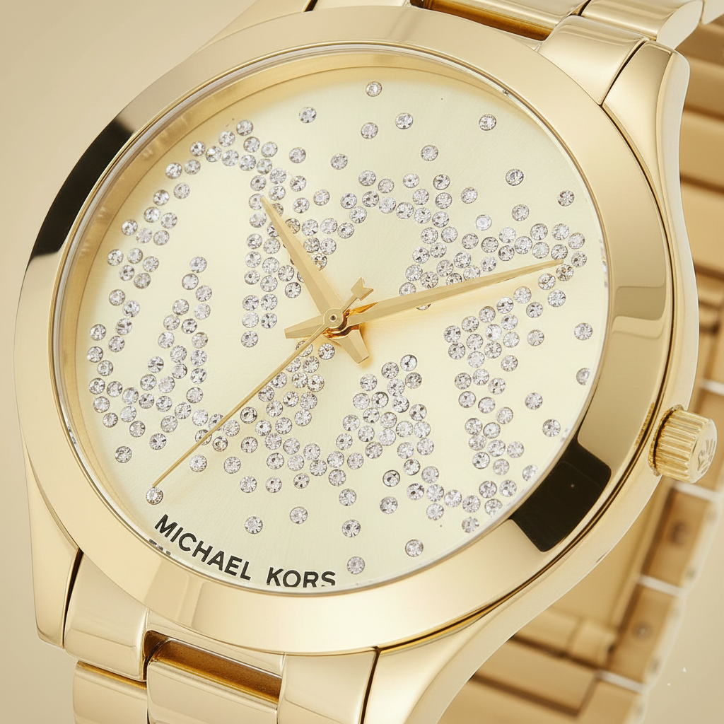 Michael Kors MK3590 Runway Slim Women’s Gold Crystal Dial Stainless Steel Watch