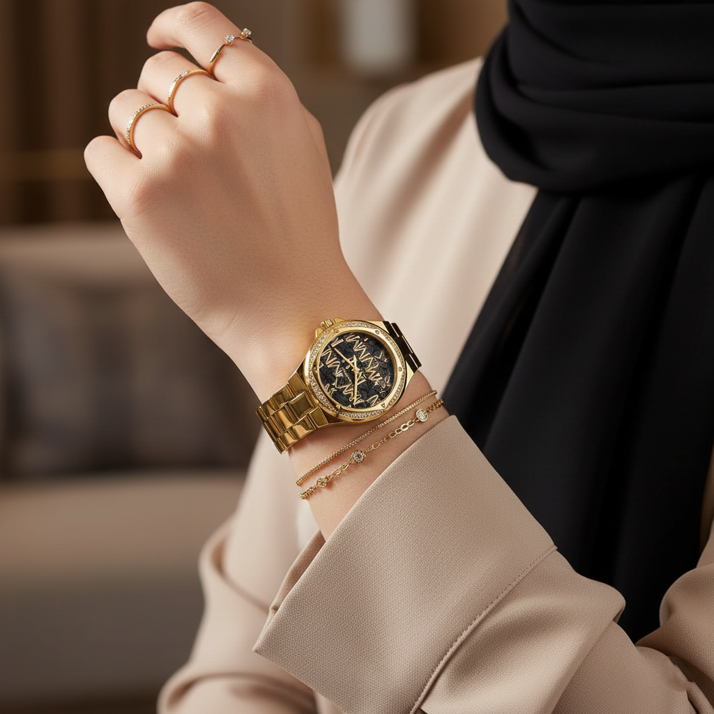 Michael Kors MK7404 Lenox Women’s Black Dial Gold Stainless Steel Watch
