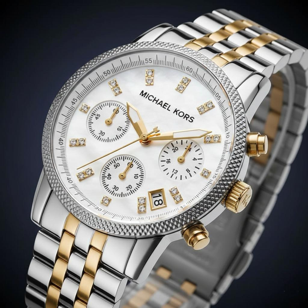 Michael Kors Ritz MK5057 Women’s Silver & Gold Stainless Steel Multi-Function Watch