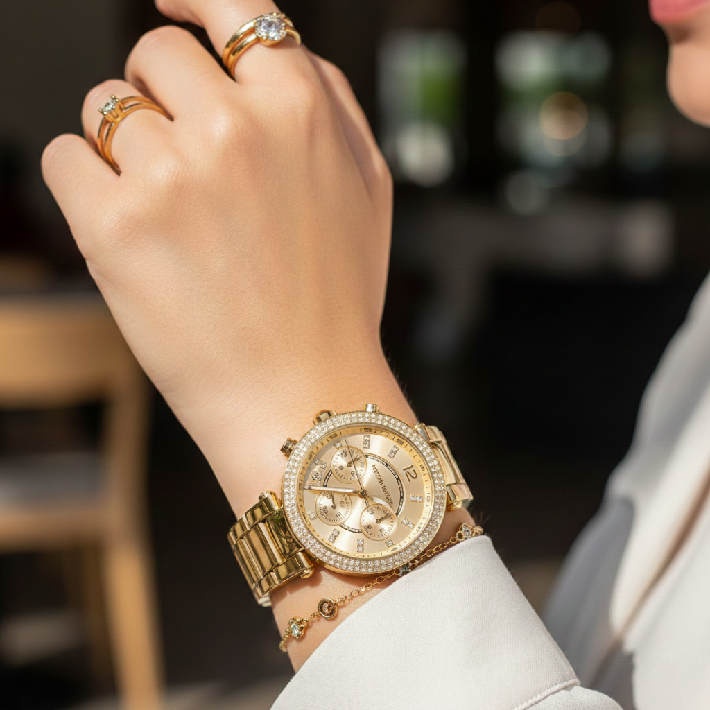 Michael Kors MK6559 Sofie Women’s Gold Dial Gold Chronograph Watch