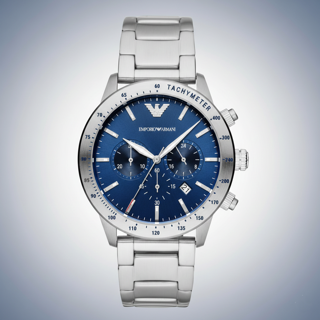 Emporio Armani AR11306 Men’s Blue Dial Silver Stainless Steel Chronograph Watch