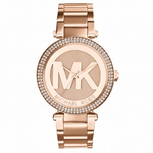 Michael Kors MK5865 Women’s Rose Gold Dial Rose Gold Stainless Steel Crystal MK Logo Watch