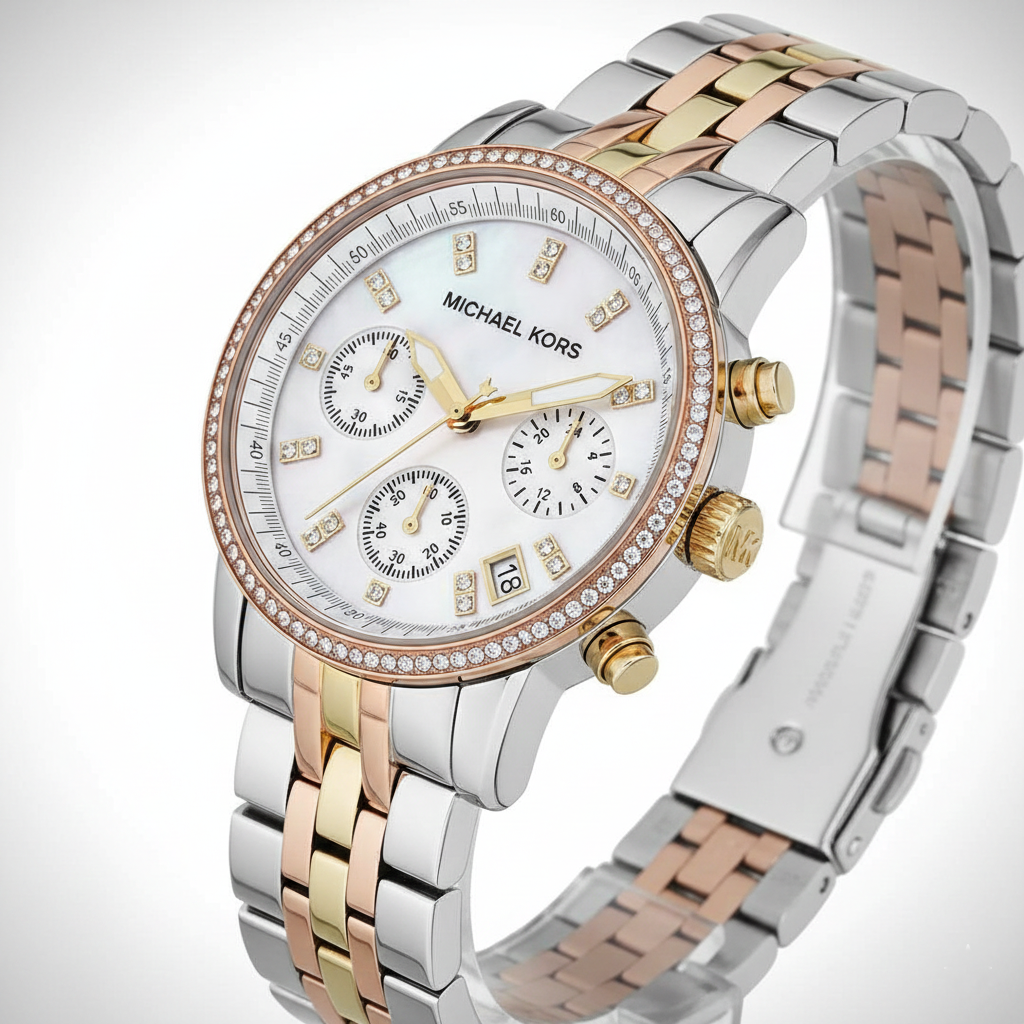 Michael Kors MK5650 Ritz Women’s Mother of Pearl Dial Two-Tone Chronograph Watch