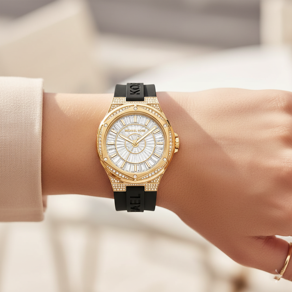 Michael Kors Camille MK7247 Women’s Gold Crystal Silicone Multi-Function Watch