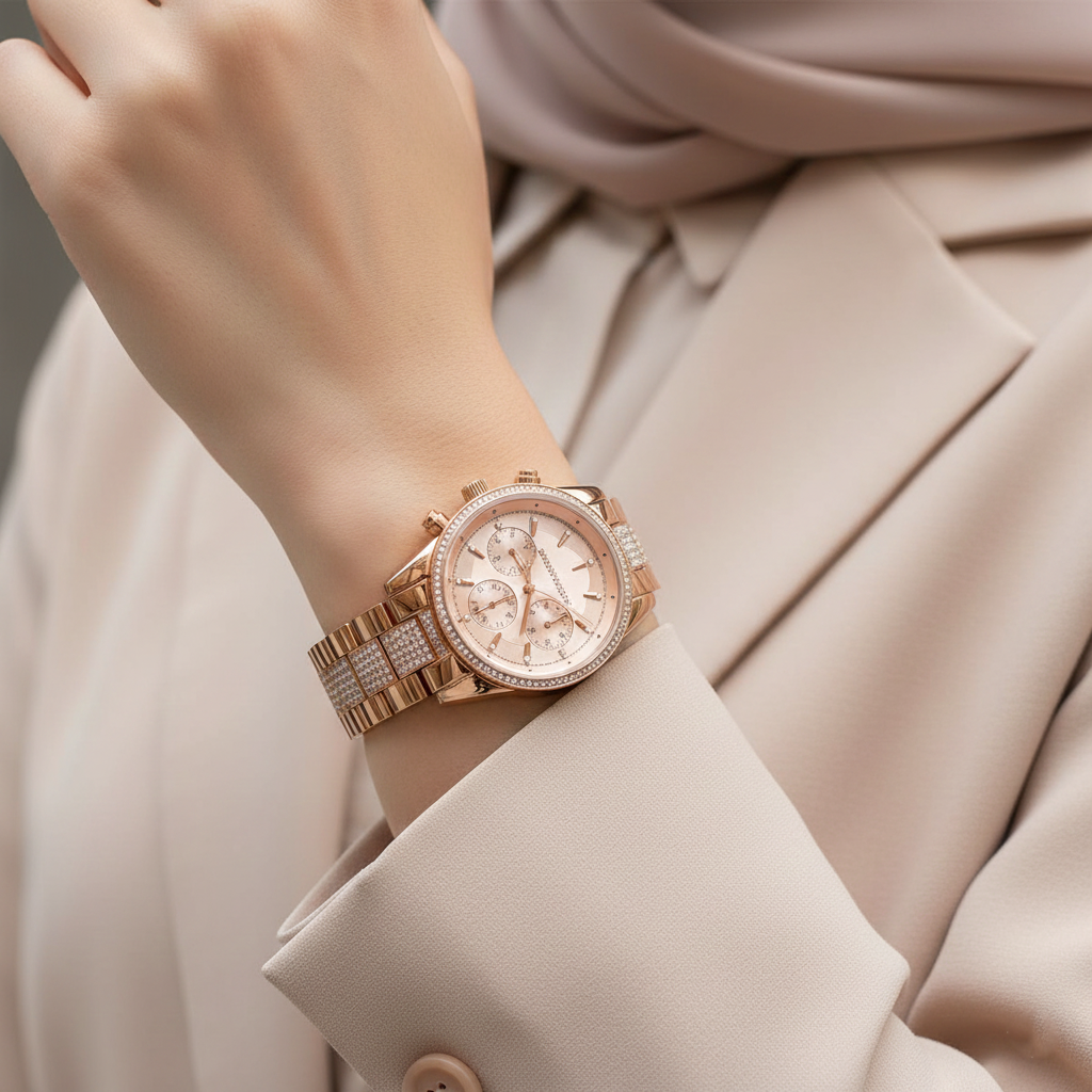 Michael Kors MK6485 Ritz Women’s Rose Gold Dial Rose Gold Stainless Steel Chronograph Watch