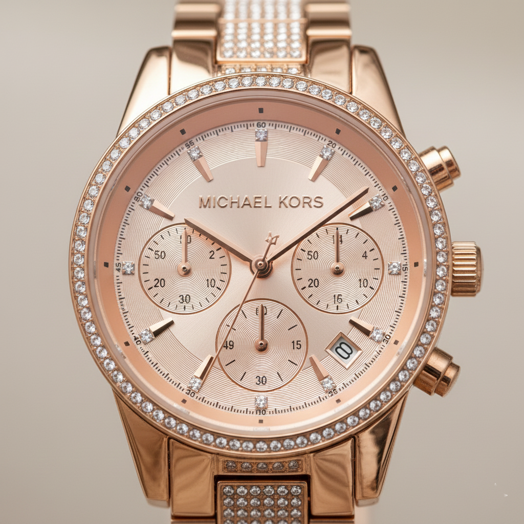 Michael Kors MK6485 Ritz Women’s Rose Gold Dial Rose Gold Stainless Steel Chronograph Watch