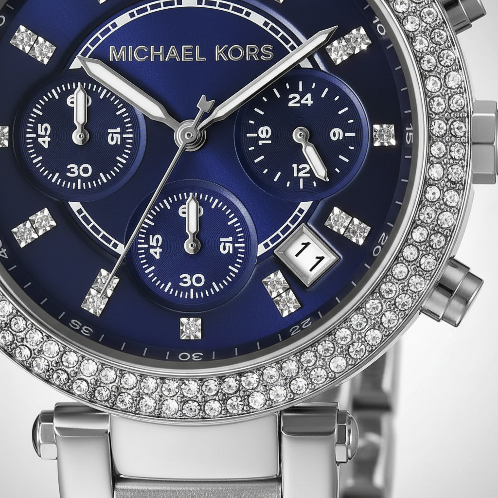 Michael Kors MK6117 Parker Women’s Blue Dial Silver Stainless Steel Chronograph Watch