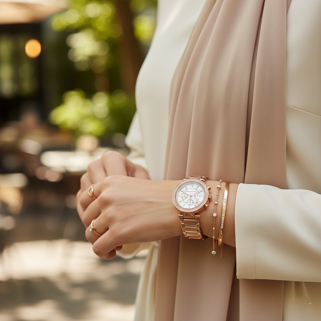 Michael Kors MK5491 Parker Women’s Mother of Pearl Dial Rose Gold Stainless Steel Chronograph Watch