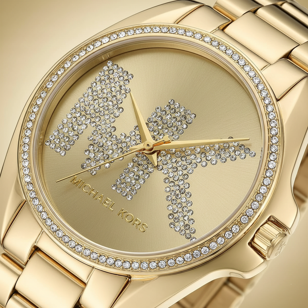 Michael Kors MK6555 Women’s Gold Dial Gold Stainless Steel Crystal Logo Watch
