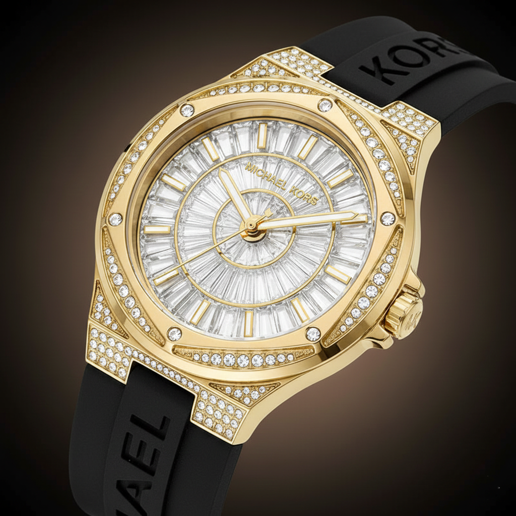 Michael Kors Camille MK7247 Women’s Gold Crystal Silicone Multi-Function Watch