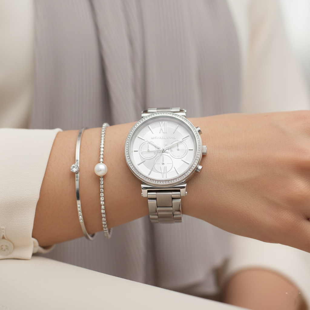 Michael Kors MK6575 Sofie Women’s Silver Dial Silver Stainless Steel Chronograph Watch