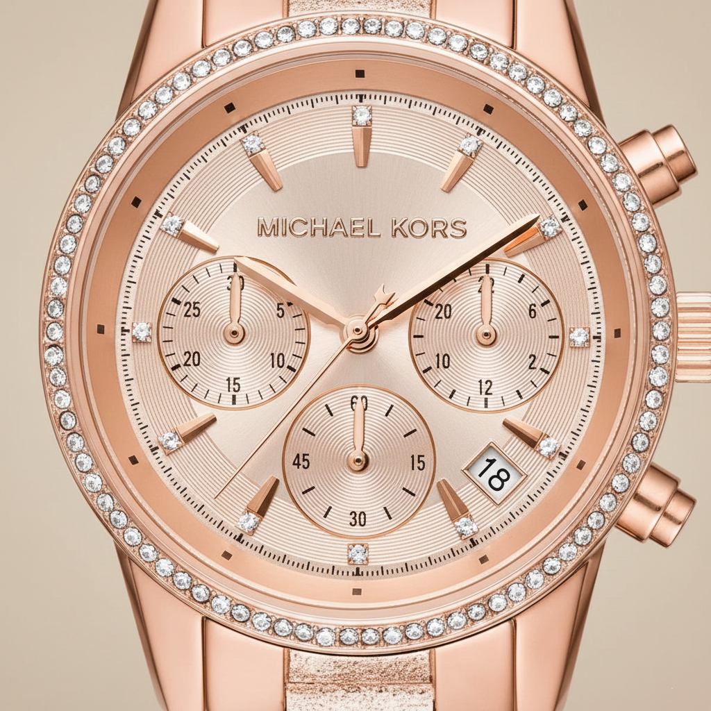 Michael Kors MK6598 Ritz Women’s Rose Gold Dial Rose Gold Stainless Steel Chronograph Watch