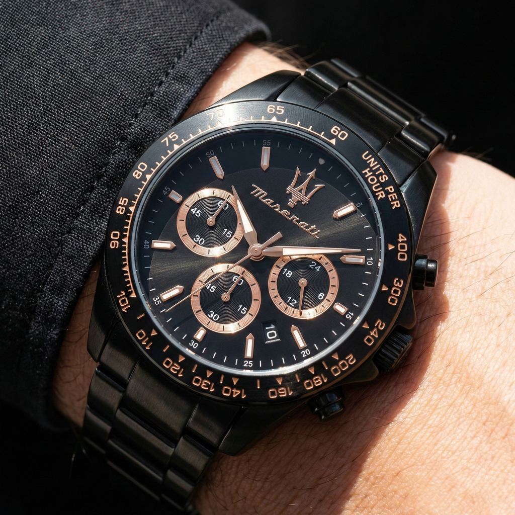 Maserati Traguardo R8873612048 Men's Watch Black & Rose Gold