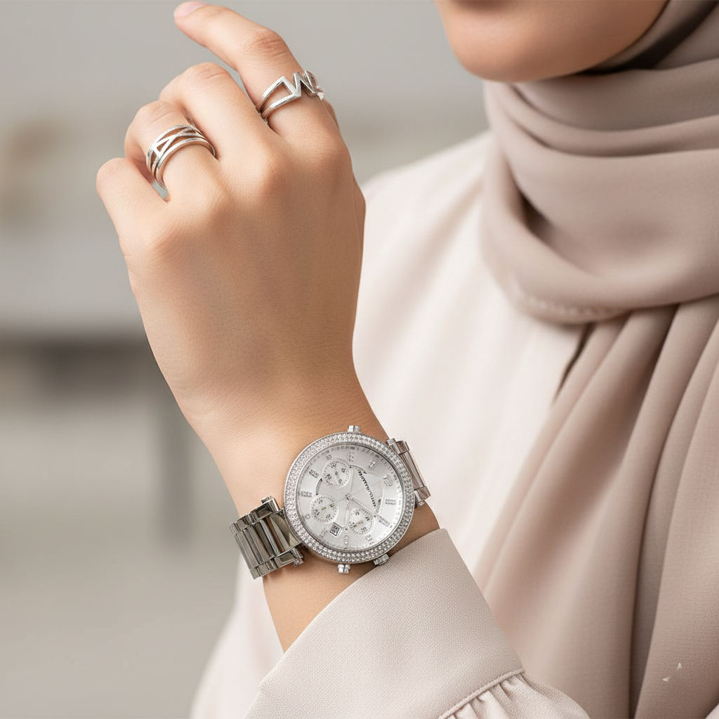 Michael Kors MK5353 Parker Women’s Silver Dial Stainless Steel Chronograph Watch
