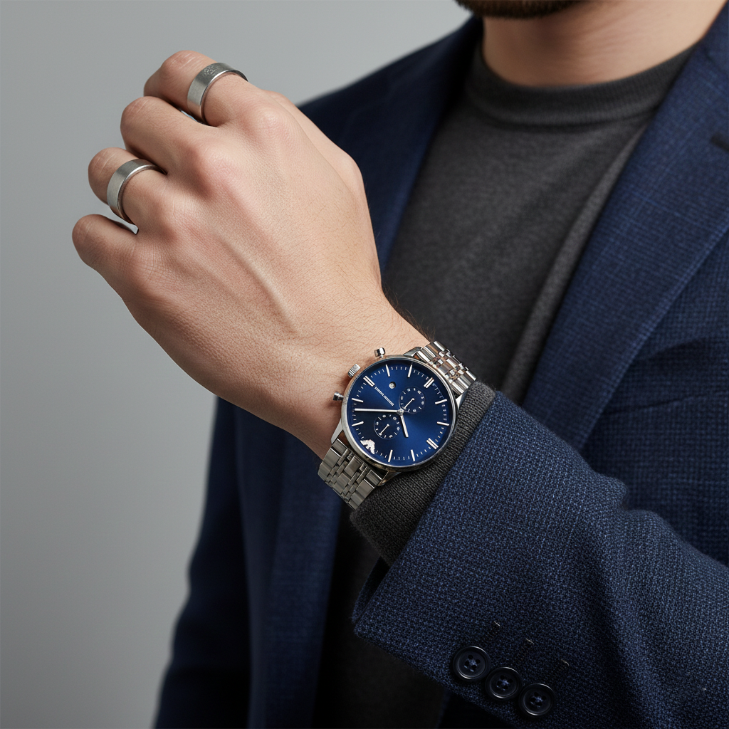 Emporio Armani AR1648 Men’s Blue Dial Stainless Steel Gianni Watch