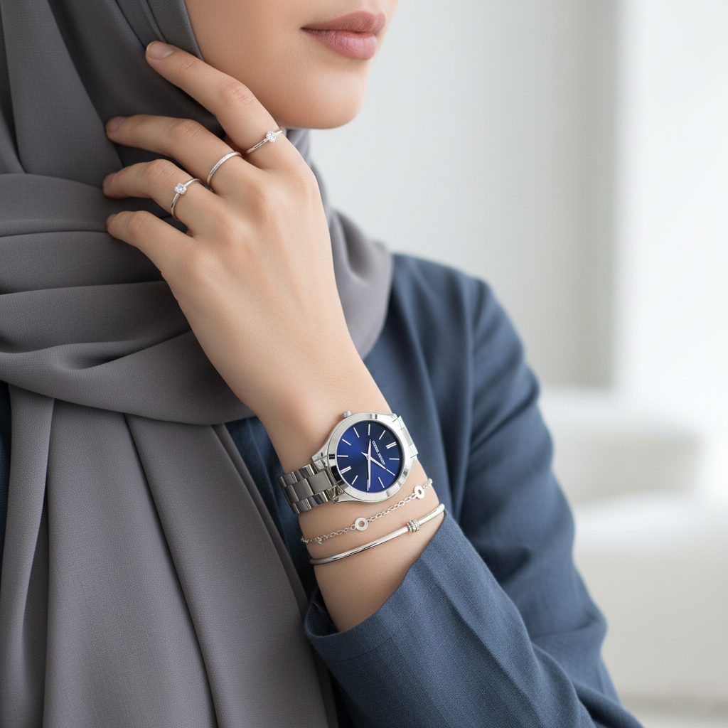 Michael Kors MK3379 Women’s Blue Dial Silver Stainless Steel Slim Watch