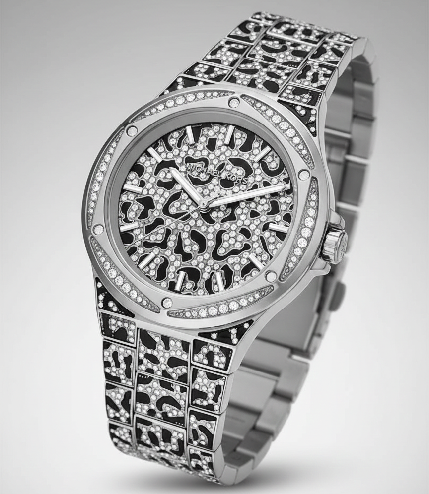 Michael Kors MK7408 Lennox Animal Women’s Silver Crystal Dial Watch