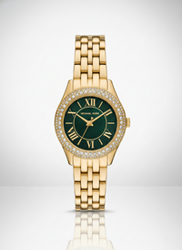Michael Kors MK4870 Harlowe Women’s Gold Green Dial Crystal Watch