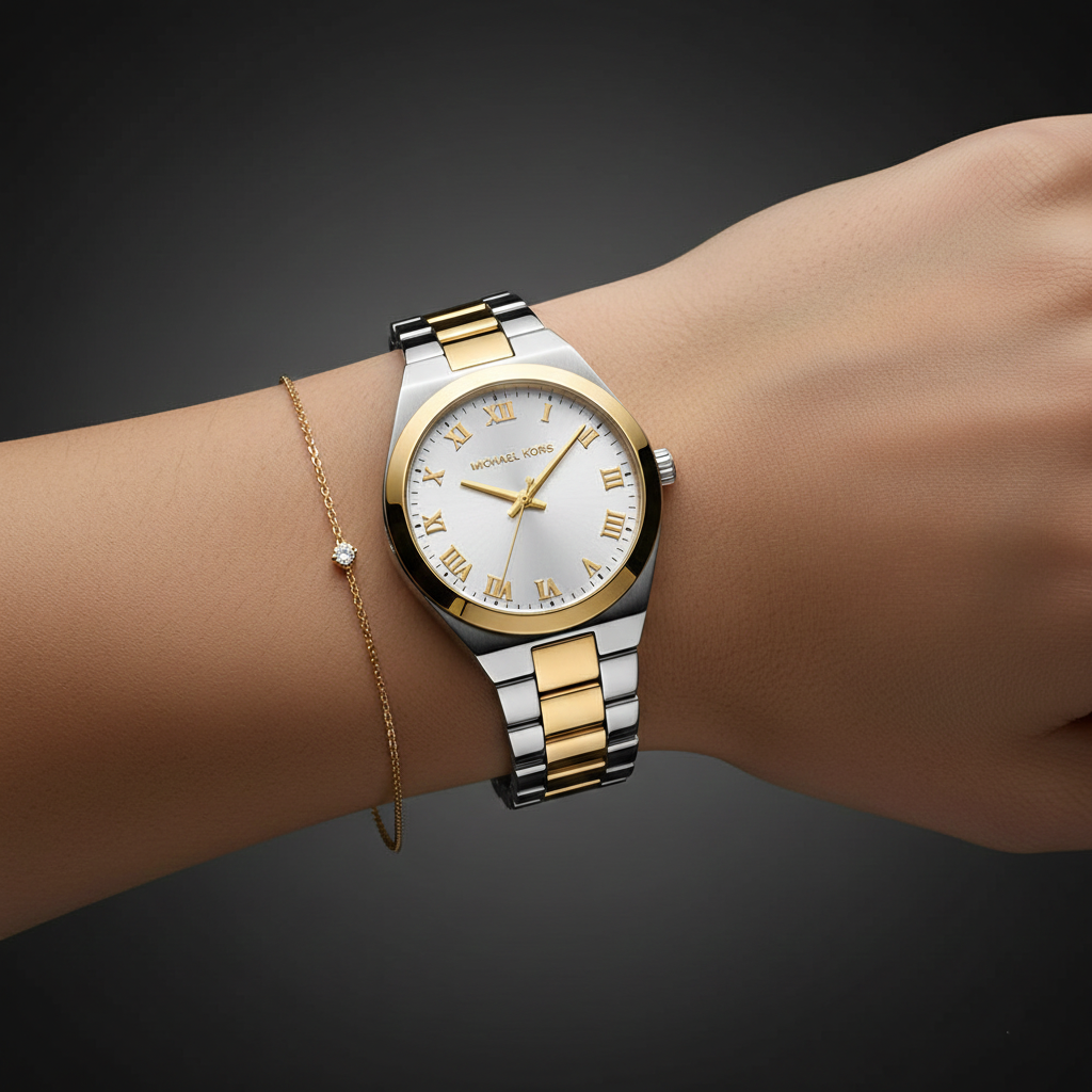 Michael Kors MK7464 Women’s White Dial Two-Tone Stainless Steel Lennox Watch